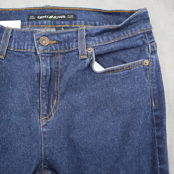 DKNY Pants Womens 6L Blue Bootcut Mid Rise Denim Button Zip Medium Wash Jeans - Picture 12 of 16